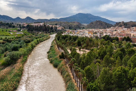Beautiful panoramic sight in the Ricote Valley, with the Segura river. Near Blanca village, Murcia, Spain.