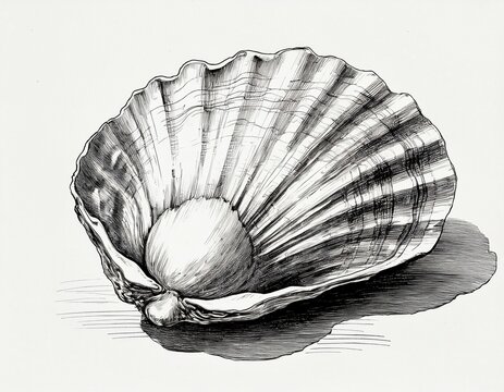 oyster shell ink sketch