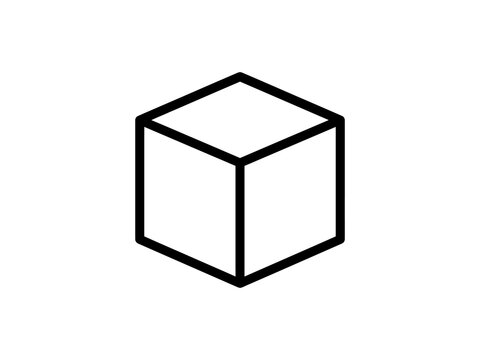 flat vector illustration line art icon bundle set design showcasing geometric 3d cubes dimensional shapes and technical structure symbols for math education app icons