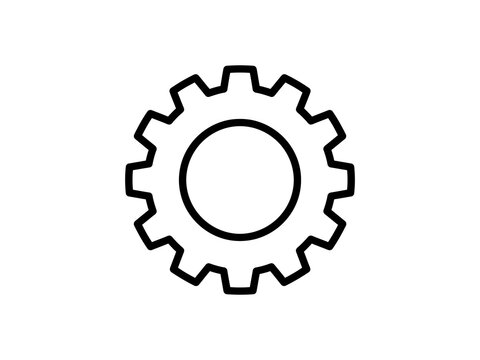 flat vector illustration line art icon bundle set design featuring industrial mechanical gears cogwheels and technical system settings for professional workshop apps ui