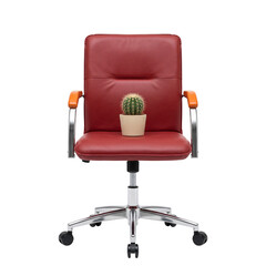 Obraz premium Office Chair with Small Cactus Plant Isolated