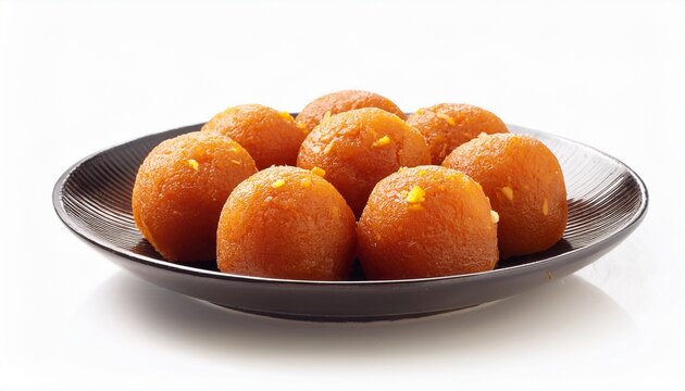 plate of laddu laddoo or ladoo isolated white background