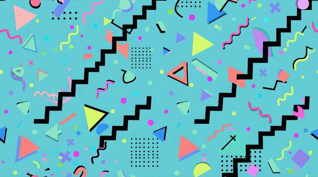 Retro memphis style seamless pattern