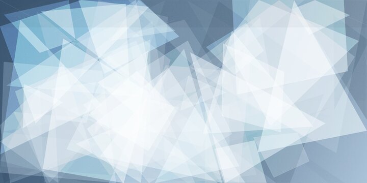modern abstract slate blue background design with overlays of textured white transparent material in triangle diamond and squares shapes in random geometric pattern