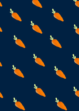 Seamless carrot pattern illustration on elegant blue background [ cute and whimsy illustration]