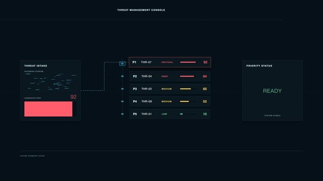 Threat Priority Stack Cybersecurity Risk Ranking SaaS UI Animation Loop