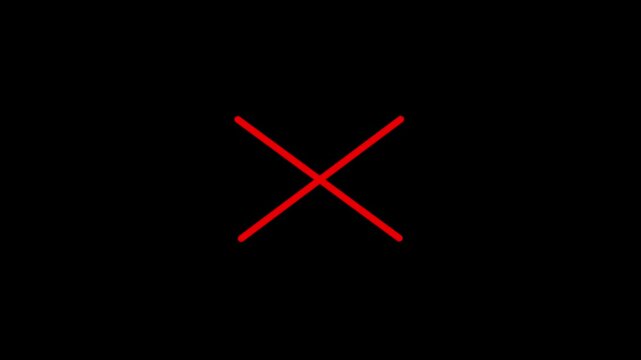 Bold red cross mark X symbol representing cancel delete error reject wrong alert stop interface button element isolated clean dark black background vector illustration asset.a 4 k video