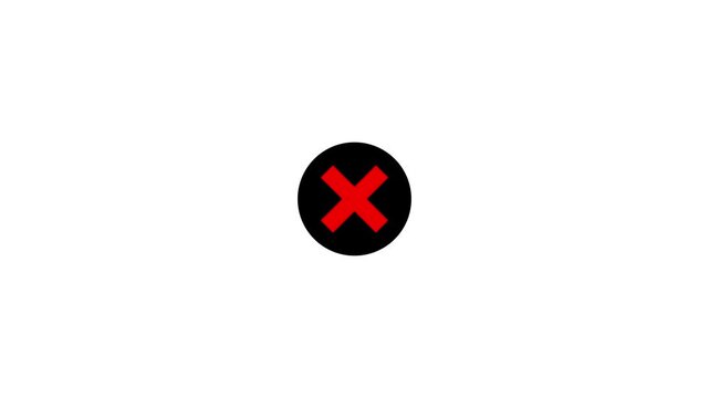 Red cross mark X symbol inside black circular button representing cancel delete error reject wrong alert stop interface UI icon element isolated clean white background vector.with a 4 k video