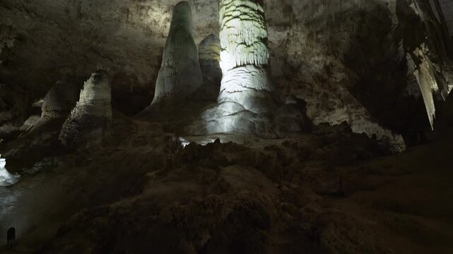 Cinematic shot of geological features at Carlsbad Caverns National Park in New Mexico, USA