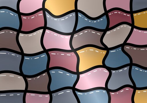 Colorful Irregular Mosaic with Wavy Organic Shapes