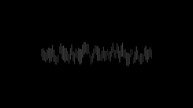 Minimal Abstract Audio Waveform Equalizer with Vertical Sound Bars on White Background.