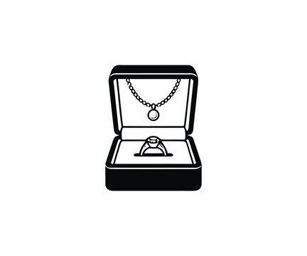 Ring in jewelry box vector icon gift ring box proposal