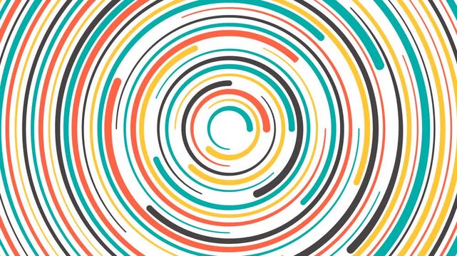 Rotating colorful line pattern motion graphics. Orbital circle movement. Technology and optical illusion