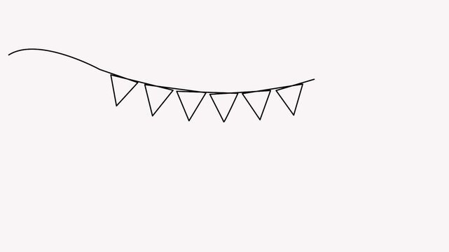 Line art ring animation video featuring a sparkling diamond and festive bunting