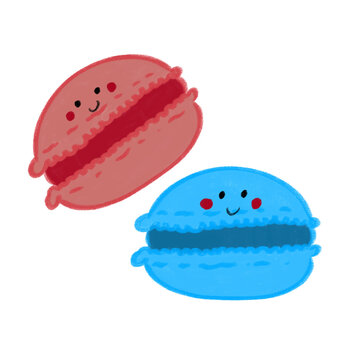 pink and blue macarons 