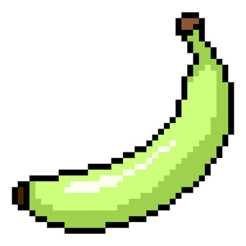 Green Banana Pixel Art Icon