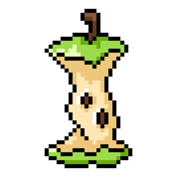 Vector Pixel Art Apple Core Icon