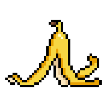 Vector Pixel Art Icon of Banana Peel