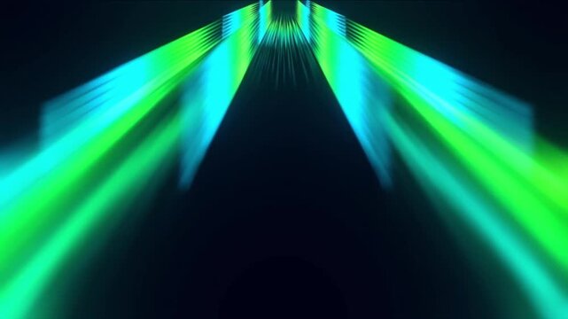 ファブリペロー共振器の光ブレードが暗黒空間で変位する抽象光学CG背景