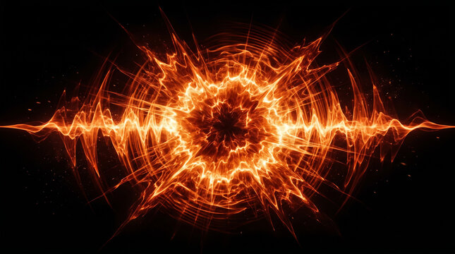 Energy Sound Wave Explosion With Glowing Circular Ripples