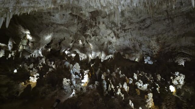 Cinematic shot of geological features at Carlsbad Caverns National Park in New Mexico, USA