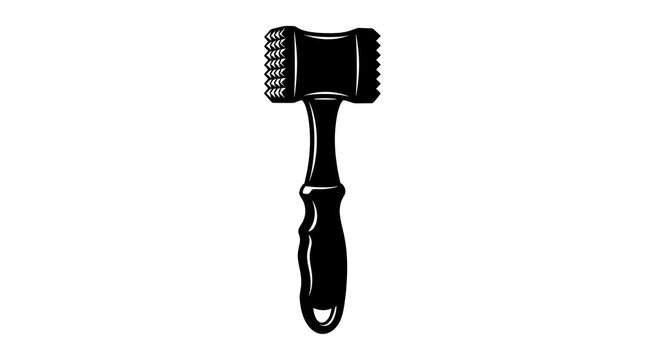 Black silhouette of a kitchen meat tenderizer hammer or mallet. Great for butcher shop logos, cooking icons, and culinary illustrations.