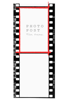 35mm film strip mockup template with blank frames.