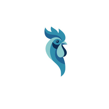 Abstract blue rooster icon