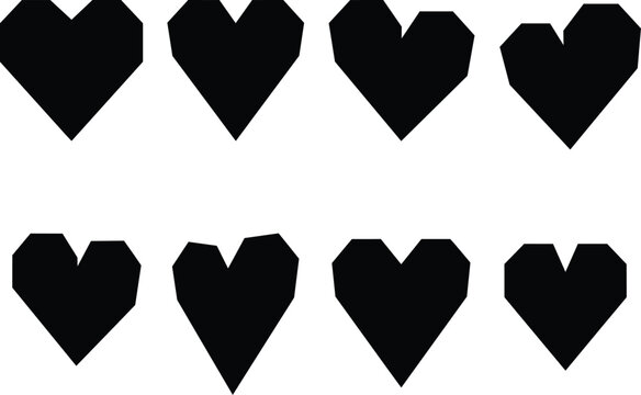 Heart, love, romance or valentine's day red heart. Heart vector icons. Geometric black heart icon vector.