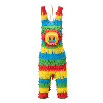 Rainbow Fringe Overalls Shaped Pinata PNG for Birthday Party Decoration
