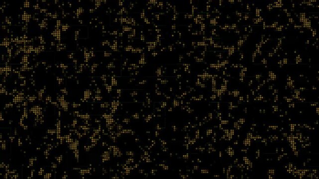 Abstract golden cyber matrix code background with animated binary data stream tech grid for software programming information technology and cybersecurity concepts