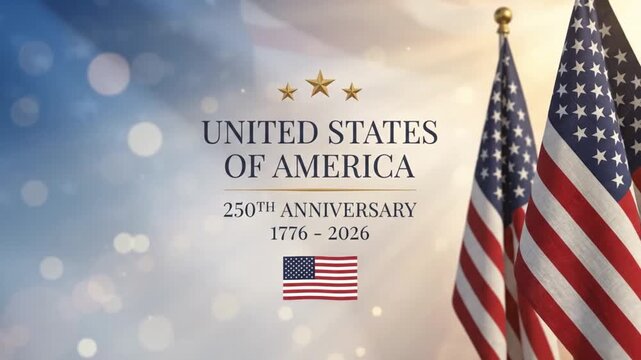 United States 250th Anniversary with Patriotic Flags and Stars 2026 4K