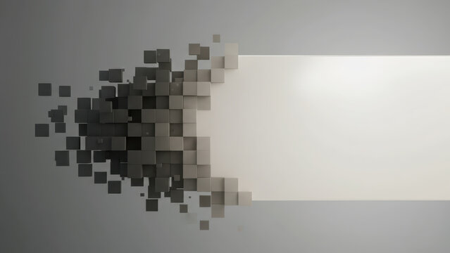 Abstract 3d Rendering with Geometric Dissolving Pixel Cubes