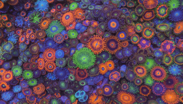 Colorful Vibrant Zoanthid Coral Reef Marine Texture
