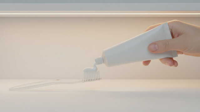 Person Squeezing Toothpaste From a Tube Onto a Toothbrush