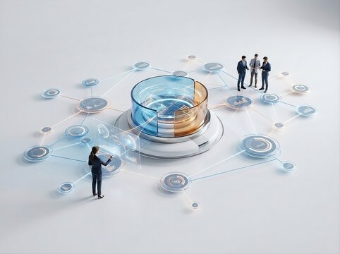 A businessperson is presenting a market chart analysis to their colleagues.