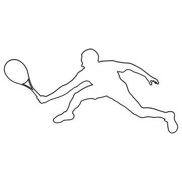 Line sketch of a male tennis player.