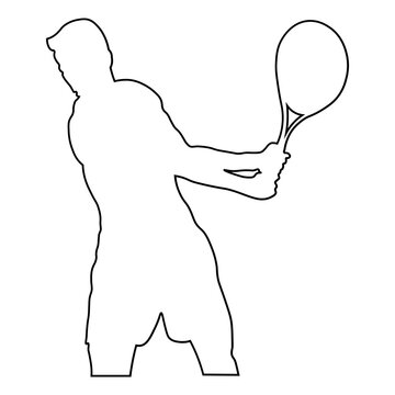 Line sketch of a male tennis player.