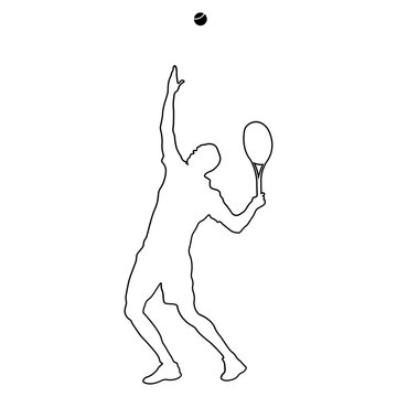 Line sketch of a male tennis player.