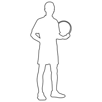 Line sketch of a male tennis player.