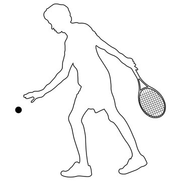 Line sketch of a male tennis player.