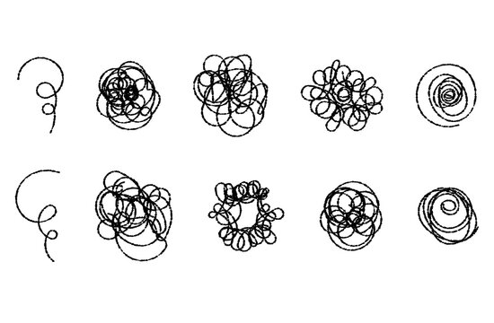 Hand-Drawn "Racing Thoughts" Set (Black Lines) &ndash; Themes: Worry, indecision, confusion, contemplation, mental fog, spiraling thoughts, complexity, etc