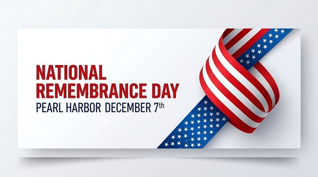 National Remembrance Day banner with American flag ribbon and copy space
