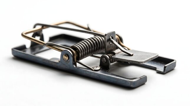 Hypervigilance Concept with Tensioned Spring Trap Mechanism on White Background