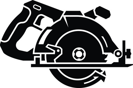 Electric circular saw power tool stencil illustration for carpentry woodwork carpentry lumber mill workshop equipment vector