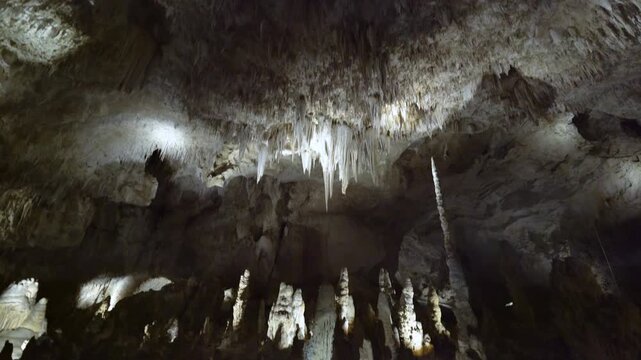 Cinematic shot of geological features at Carlsbad Caverns National Park in New Mexico, USA