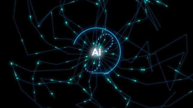 Abstract Blue Energy Swirl with Particles in Dark Background Cinematic Motion