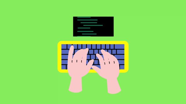Hands Typing on Keyboard Writing Code Animation for Programming and Software Development