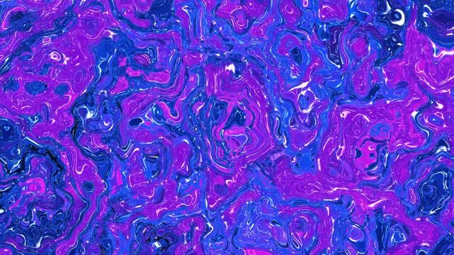 Vibrant purple and blue fluid motion in an abstract digital animation. 4K Video