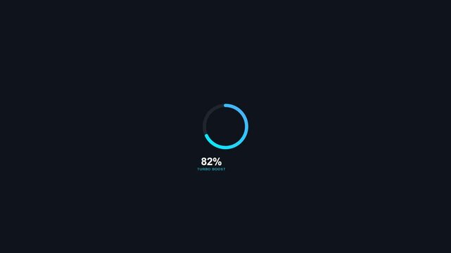 Modern Loading Spinner with 'Turbo Boost' and 82% Progress Indication